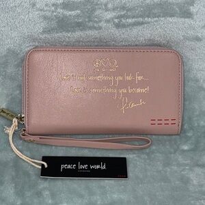 Peace Love World Blush Wristlet Wallet